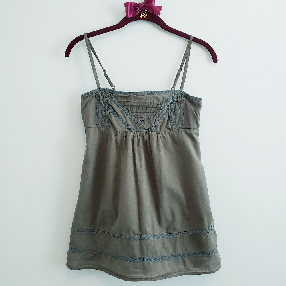Summer MNG by Mango Khaki Green Camisole Top Sleeveless Spaghetti Strap